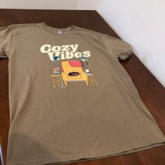 Cozy Vibes Cat in Chair Graphic Unisex T-Shirt Size L. - Picture 13 of 16